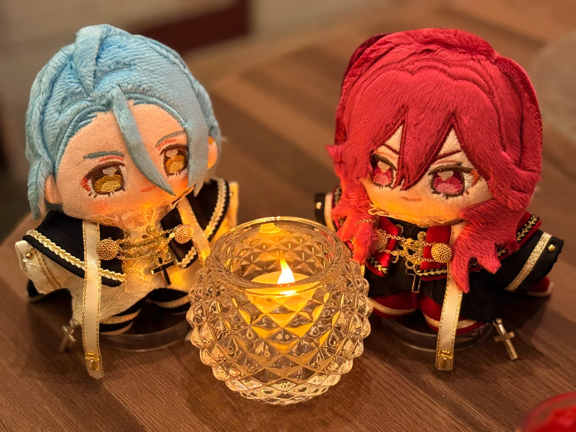 テーブルの電子キャンドルが良い雰囲気
